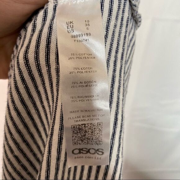 Asos Womens Striped Top Size 6 Black White Sleeveless Ruffle - Picture 4 of 5